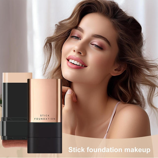2 in 1 Luxury Anti-Wrinkle Foundation Stick, Long-Lasting Double Head Foundation Make Up Stick with Brush (BASE)